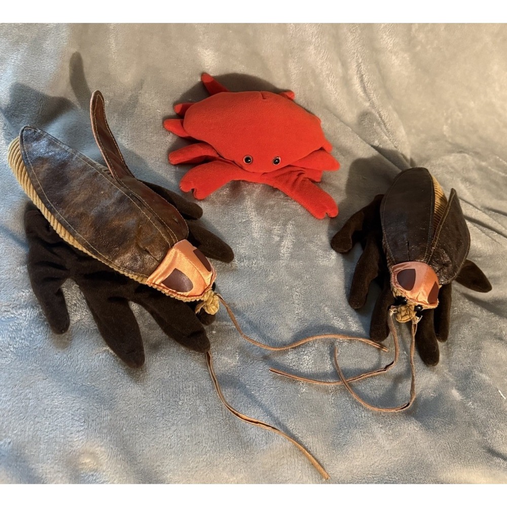 Vintage Folkmanis Folktails 2 Cockroach And Crab Hand Puppet Plush Educational